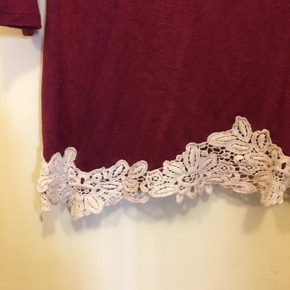 Charming Charlie Maroon Top with Sheer Bow - Picture 2 of 6